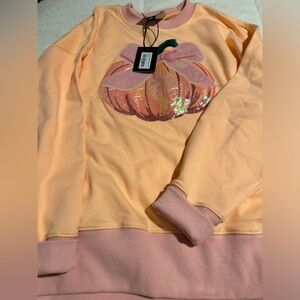 Peach Sequin Pumpkin Sweatshirt